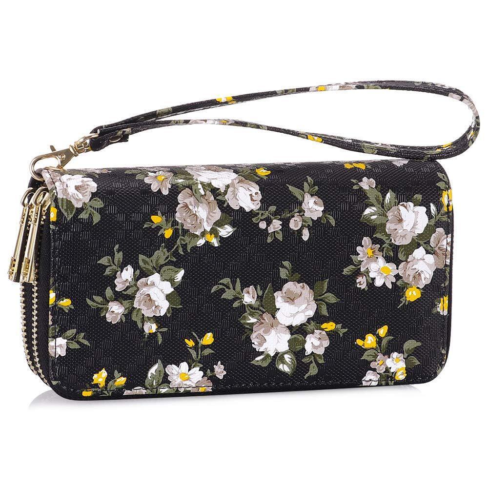 4965 Double Zipper Long Clutch Wallet Cellphone Wallet with Removable